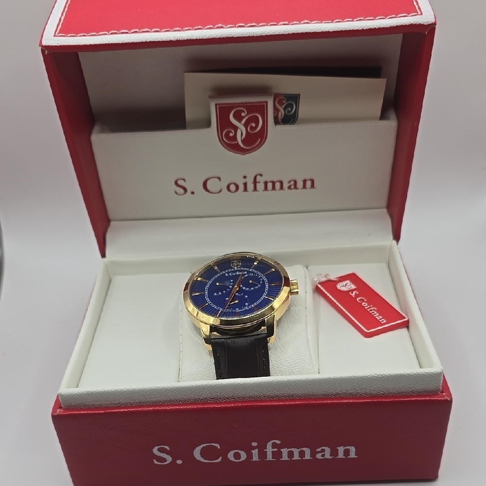 S.Coifman Blue Dial With Gold Accents Mens Watch